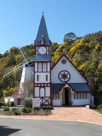 The church at Founders Heritage Park. 