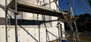 Scaffolding on a building. 