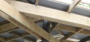 Beams on an interior roof. 