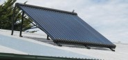 A solar panel on a rooftop. 