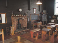 Interior of Bishop's School set out as an historic classroom. 