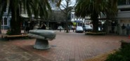 A brick city square. 
