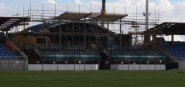 Trafalgar Park Pavilion with scaffolding. 