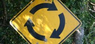 Roundabout road sign. 