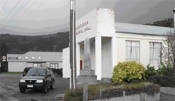 A white building. 