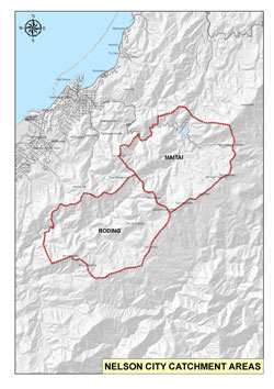 A map of the water catchment areas.