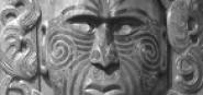 A carving of a face. 