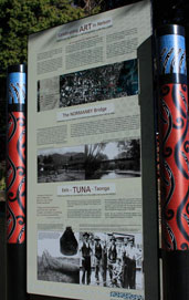 A sign describing the art influences on the Normanby Bridge. 
