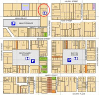 A map of the Nelson City central business district. 