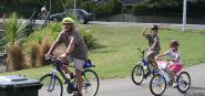 Bicyclists on a shared pathway. 