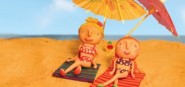 Summer in Nelson clay figures on the beach
